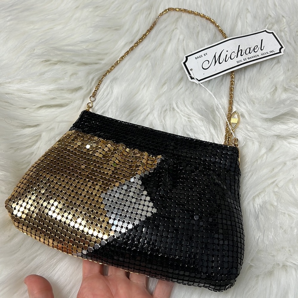 Black gold & silver vintage purse chain mesh - Picture 3 of 8